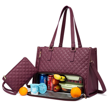 Quilted Insulated Lunch Bag for Women