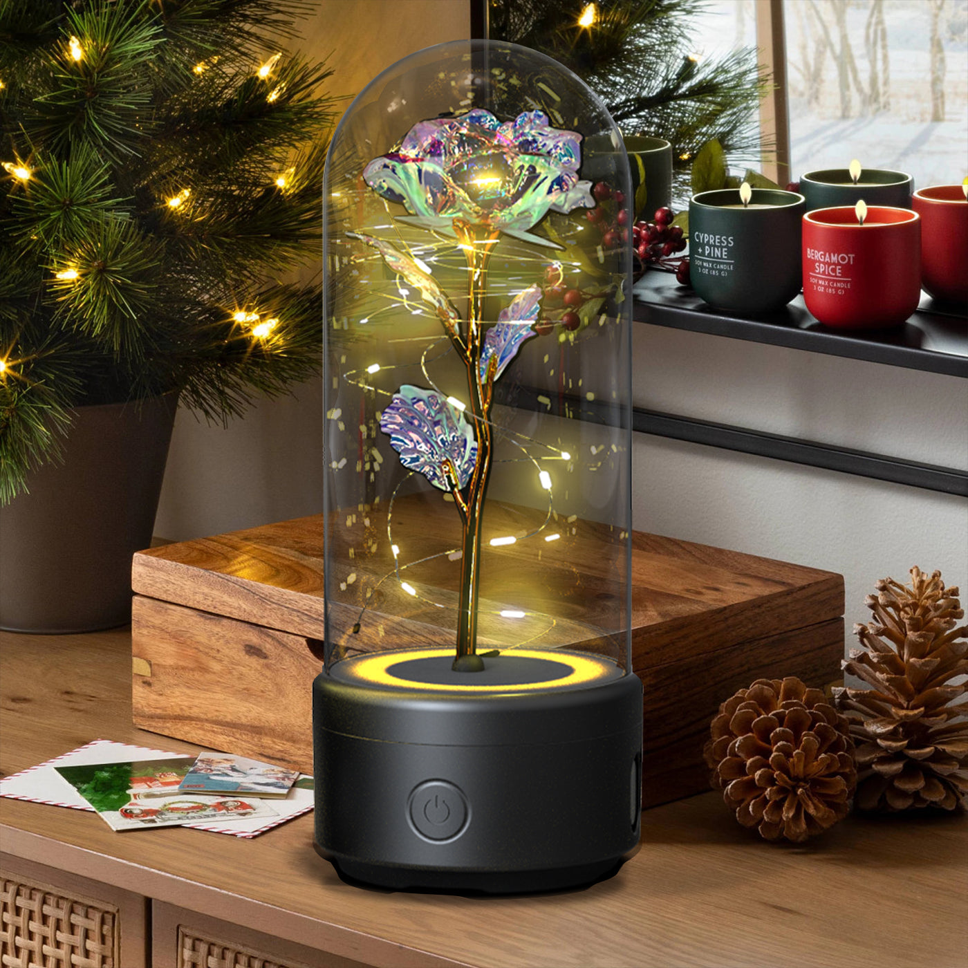 LED Bluetooth Flower Lamp with Glass Cover