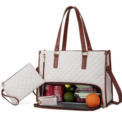 Quilted Insulated Lunch Bag for Women
