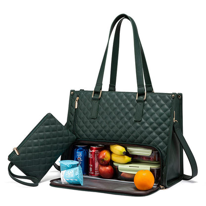 Quilted Insulated Lunch Bag for Women