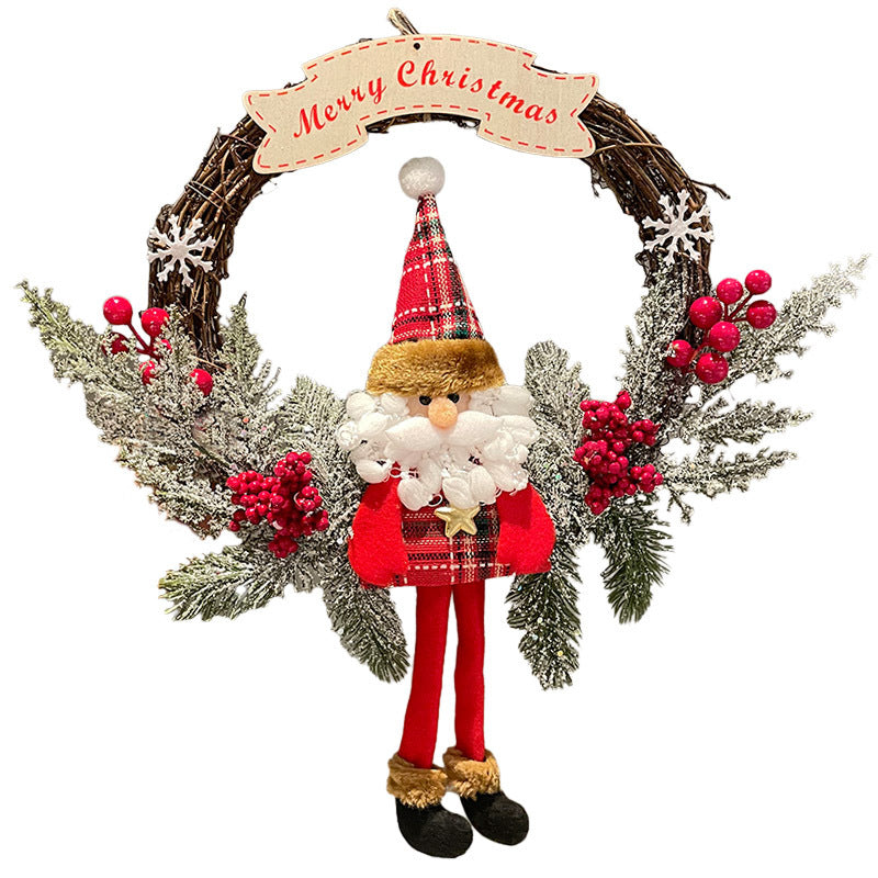 Santa Claus Bow Rattan Ring Ornament