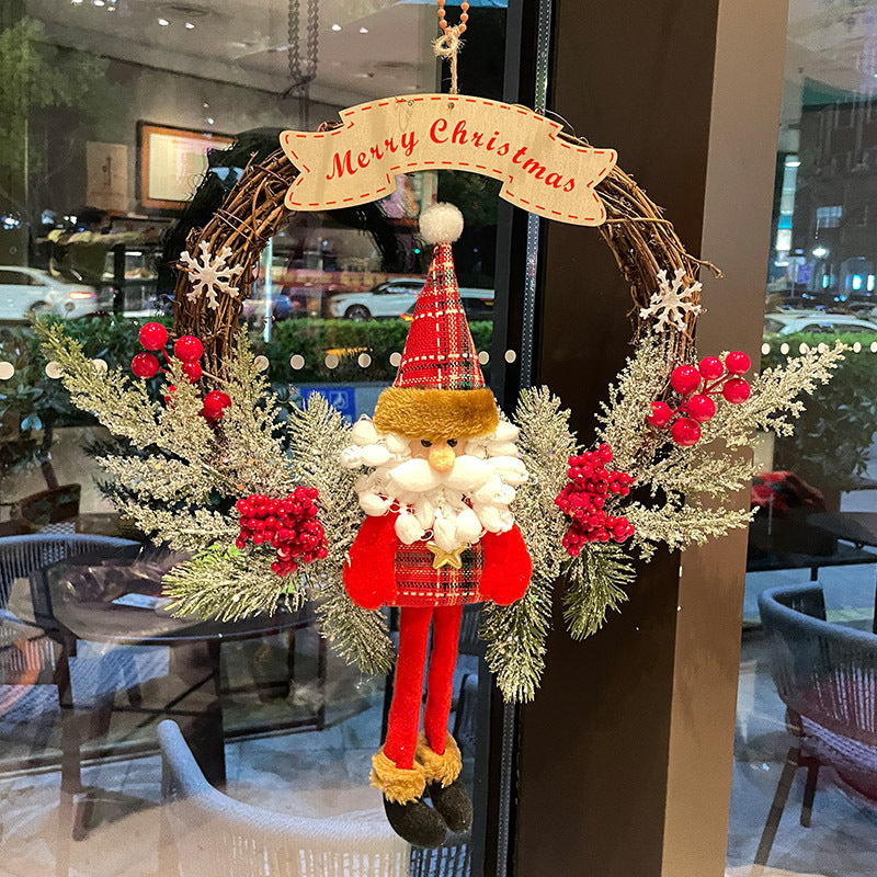Santa Claus Bow Rattan Ring Ornament