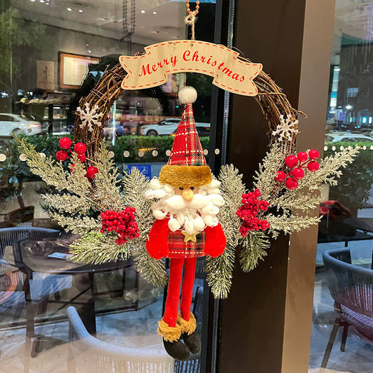 Santa Claus Bow Rattan Ring Ornament