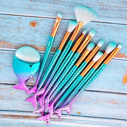 Portable 11pcs Mermaid Brush Kit