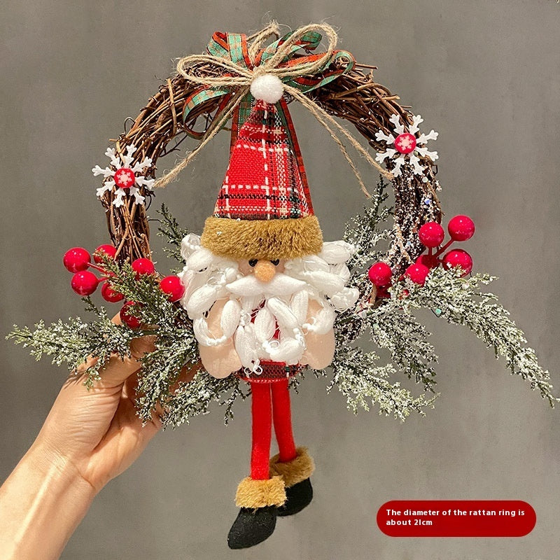 Santa Claus Bow Rattan Ring Ornament