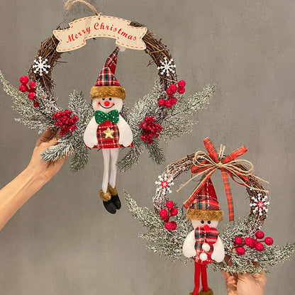 Santa Claus Bow Rattan Ring Ornament