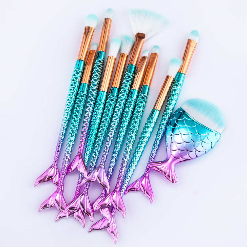 Portable 11pcs Mermaid Brush Kit