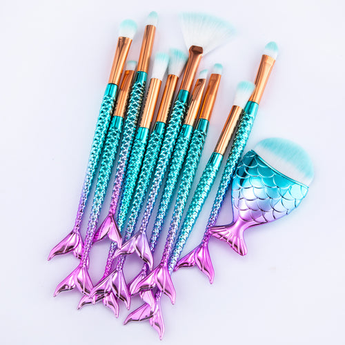 Portable 11pcs Mermaid Brush Kit