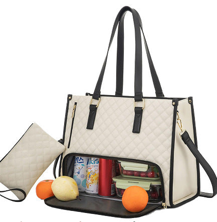 Quilted Insulated Lunch Bag for Women