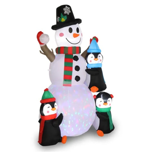 Inflatable Garden Snowman with Penguins