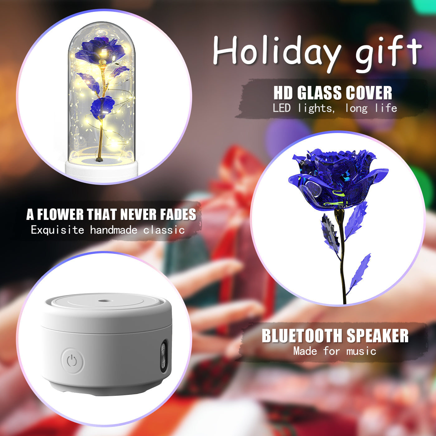 LED Bluetooth Flower Lamp with Glass Cover