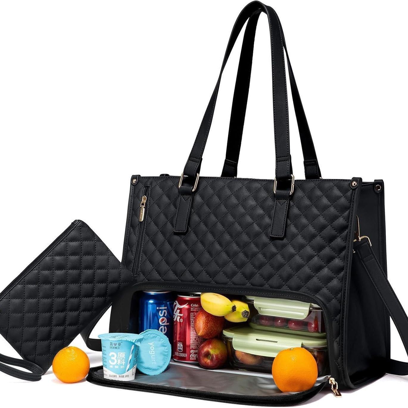 Quilted Insulated Lunch Bag for Women