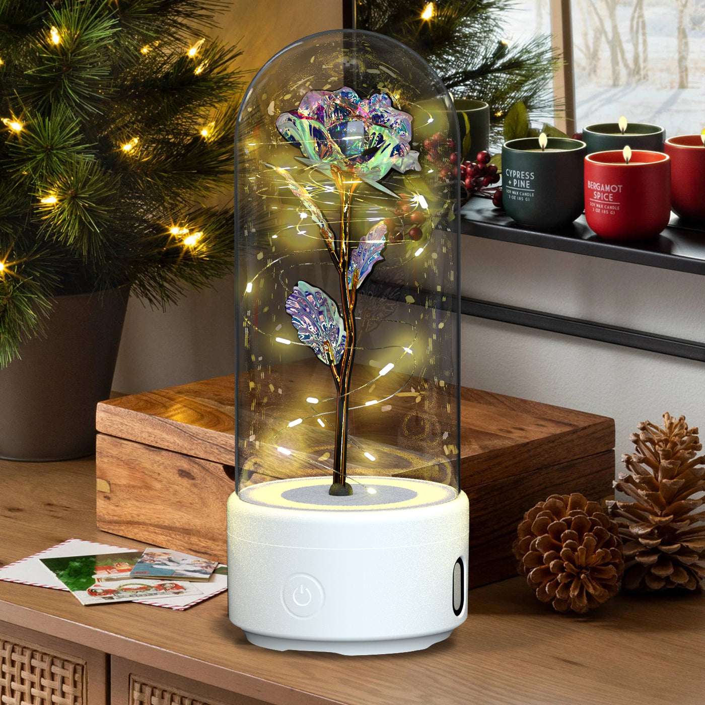 LED Bluetooth Flower Lamp with Glass Cover