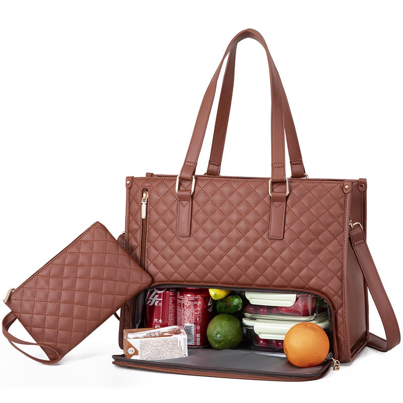 Quilted Insulated Lunch Bag for Women
