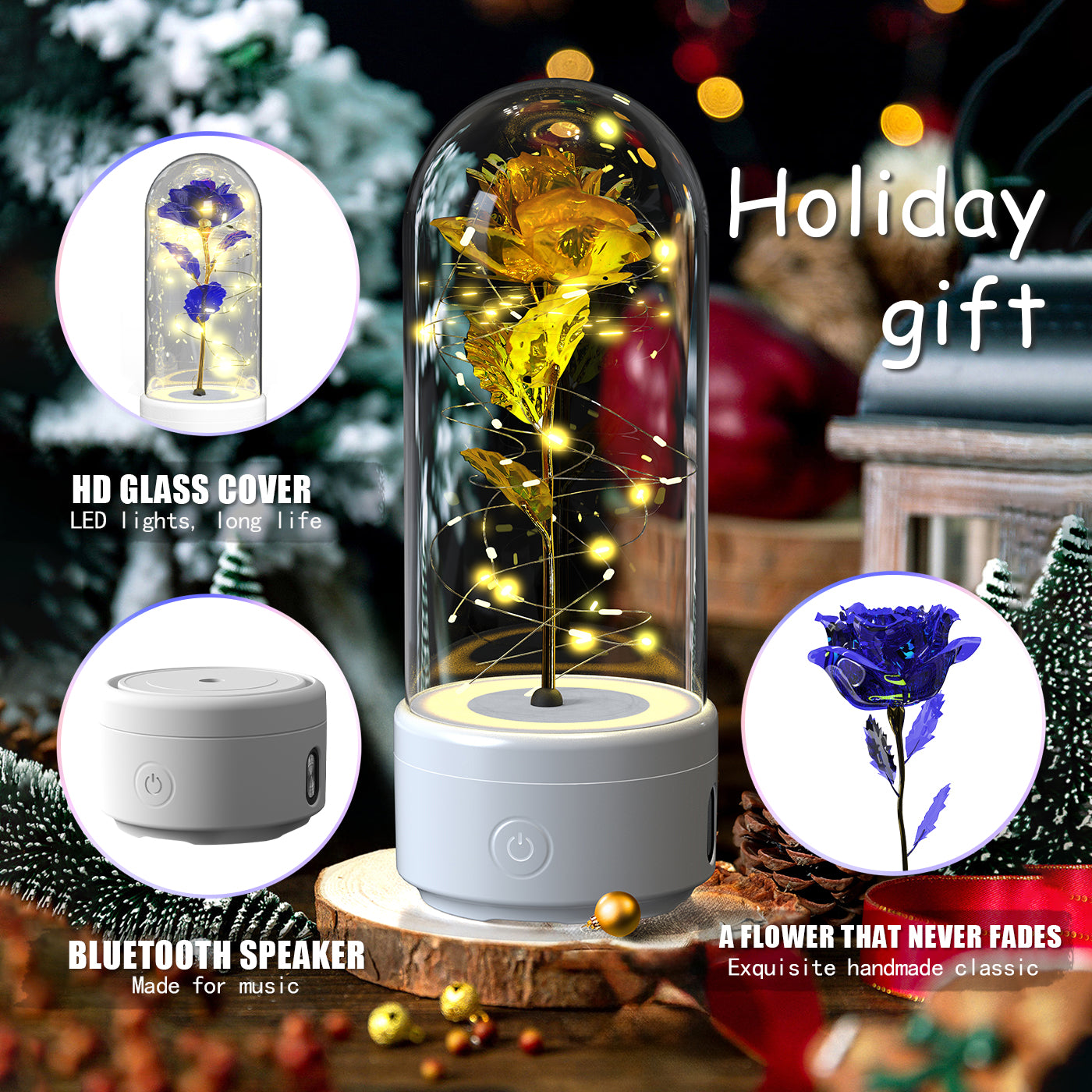 LED Bluetooth Flower Lamp with Glass Cover
