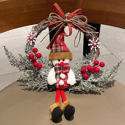 Santa Claus Bow Rattan Ring Ornament