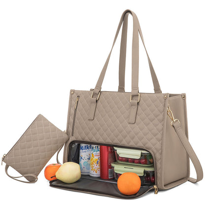 Quilted Insulated Lunch Bag for Women