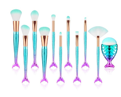 Portable 11pcs Mermaid Brush Kit